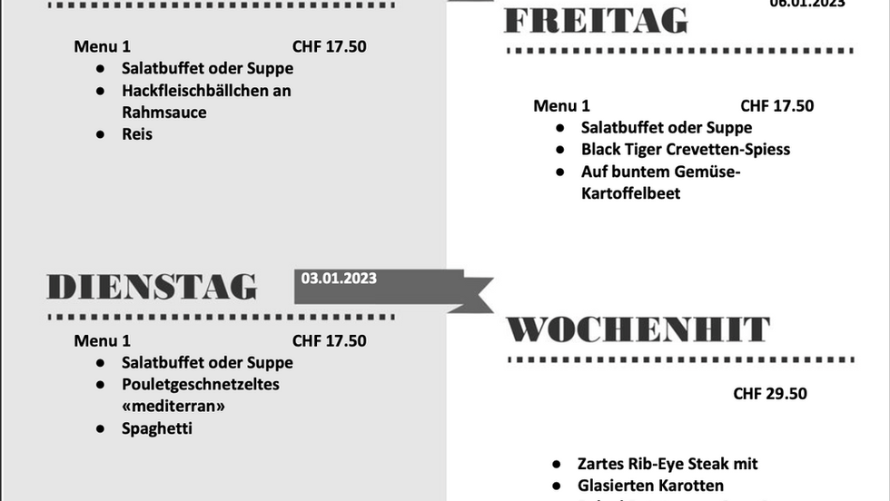 Wochenmenü KW1