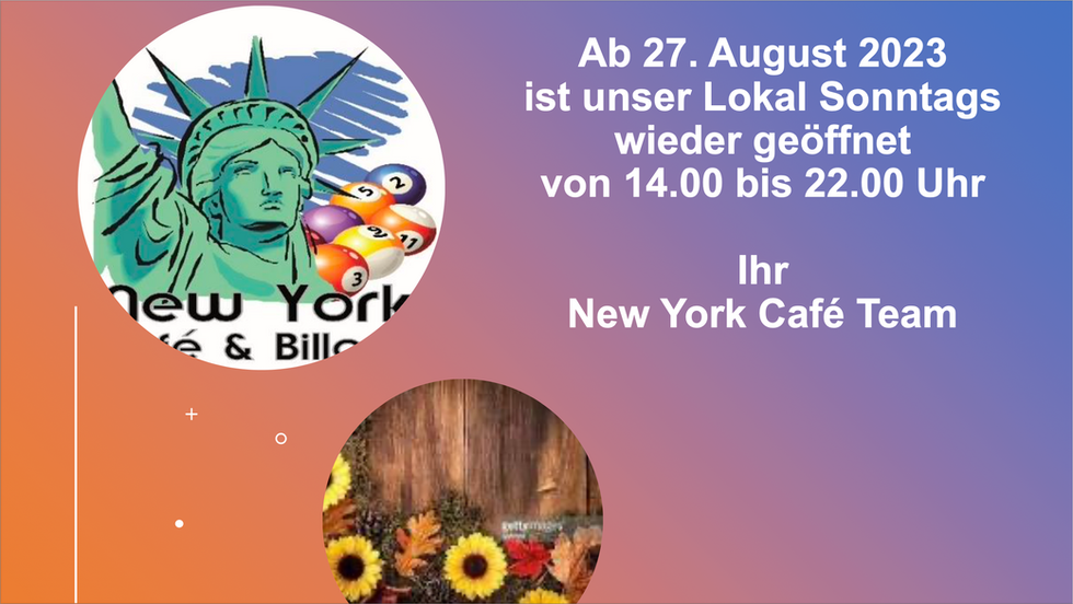 Sonntags wieder geöffnet!