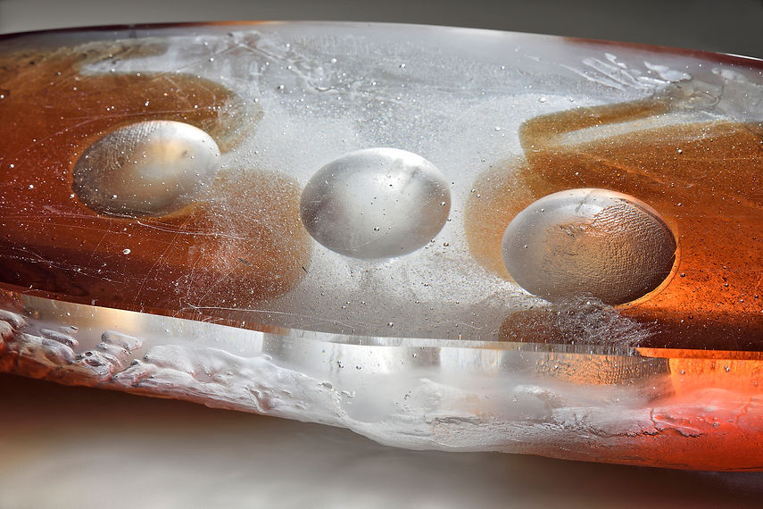Burnt Scarlet Boat_Spheres.jpg, H5_W7_L25_, Cast glass, 2022, Michael Rogers, Detail copy.