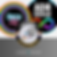 Three logos showing for Swansea Allstars FC, ADH DESIGN and Queer Art. Words - logos and badge.