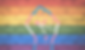 Brick wall painted in Pride Rainbow Colours with  closed fist in the trans flag colours.