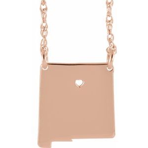 14K Rose Gold-Plated Sterling Silver New Mexico State with Heart-Pierced City 18 Necklace"