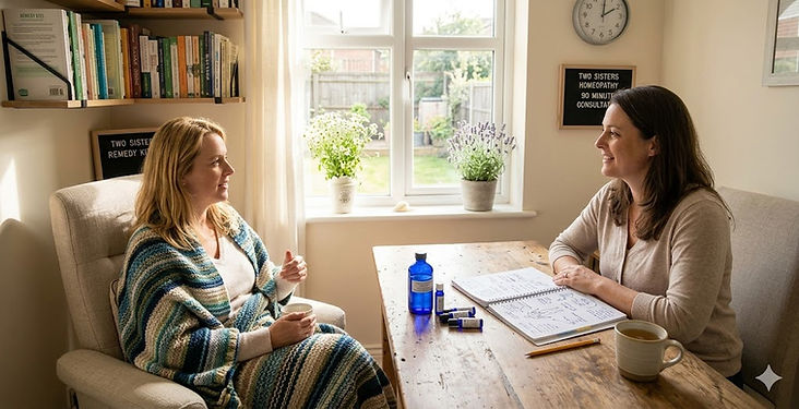 First chronic homeopathic consultation at Two Sisters Homeopathy.