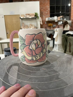 d*ke AmTrad style mug (pre-glaze-fire)