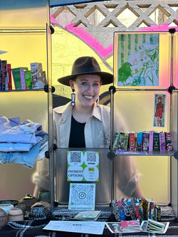 Me, hawking wares at an LA craft fair