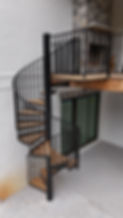 wood & metal powder coated custom spiral staircase