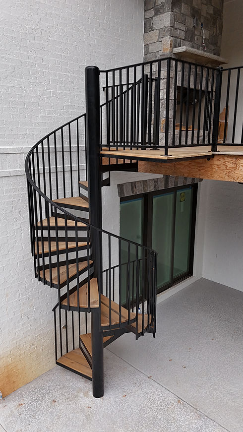 wood & metal powder coated custom spiral staircase