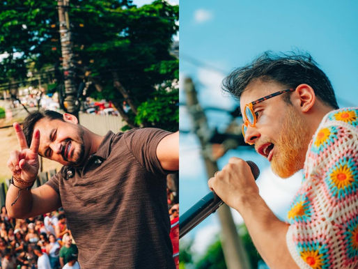 Clayton & Romário se apresentam em trio elétrico no bloco Beagá na Folia com multidão ao redor do Mineirão, em Belo Horizonte.