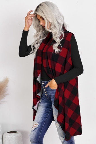 Thumbnail: Sleeveless Plaid Cardigan 