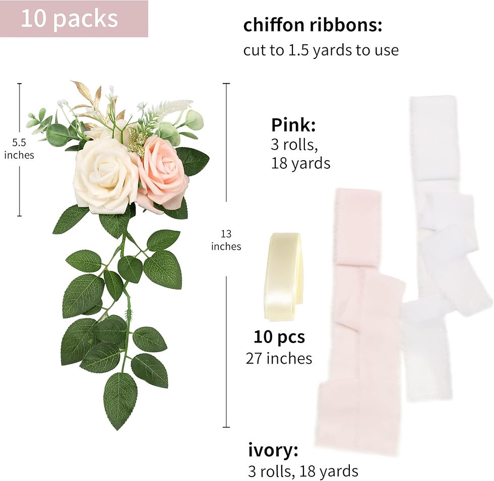 Thumbnail: Wedding Aisle Decorations for Wedding Ceremony Set of 10 Pew Flowers for Church