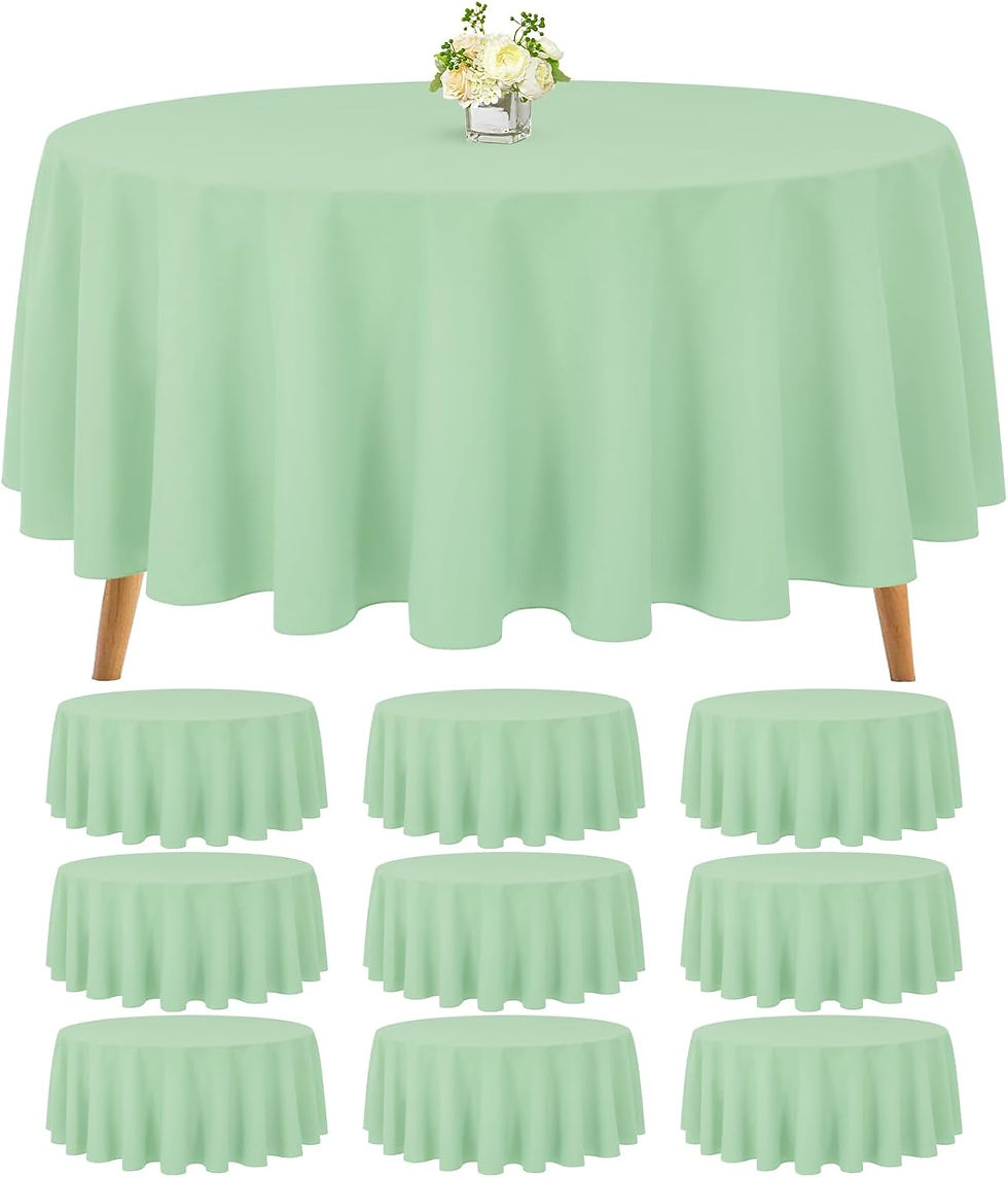 Thumbnail: 10 Packs Premium Round Tablecloth 90 Inch White Polyester Table Cloth Bulk Wash