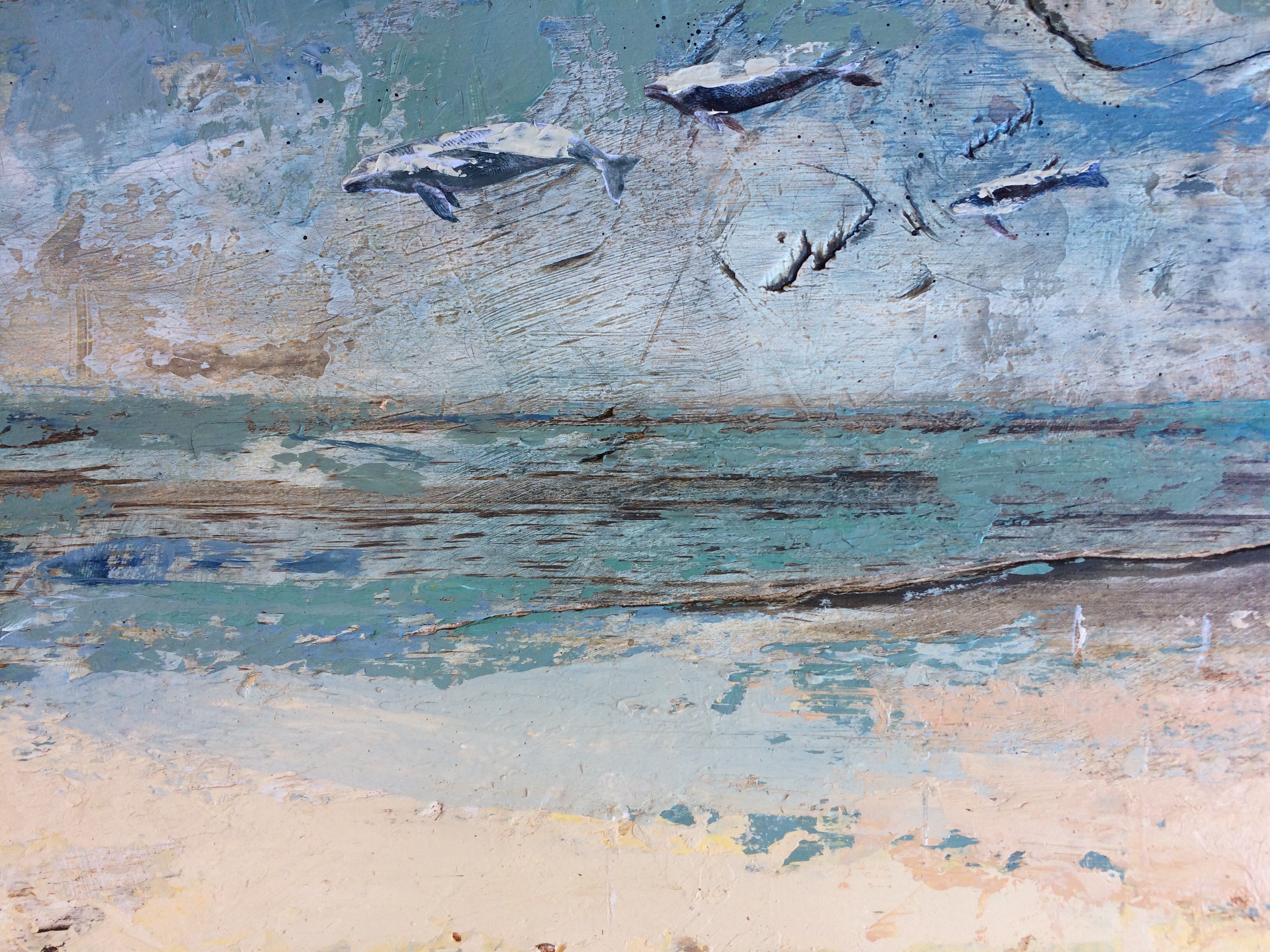 Three Grey Whales Flying