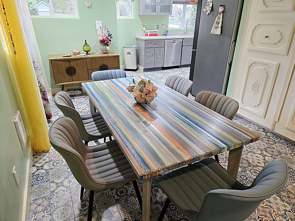 Recent Commission completed for a bespoke Coastal Cottage Dining Table Handcrafted to Order and Colour to Match Customers Decor
