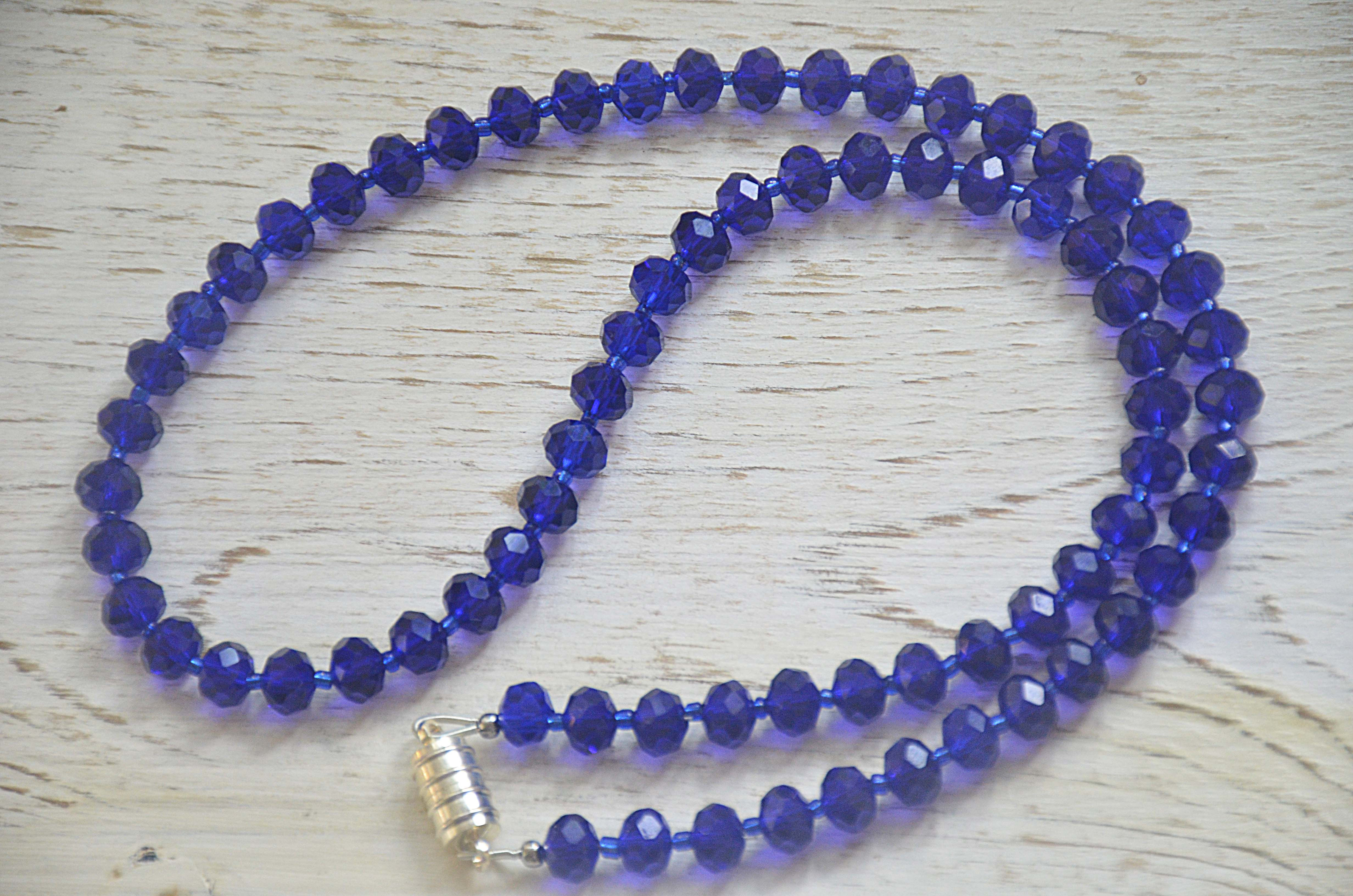 Handmade Ultramarine Glass Bead Coastal Necklace with Magnetic Clasp