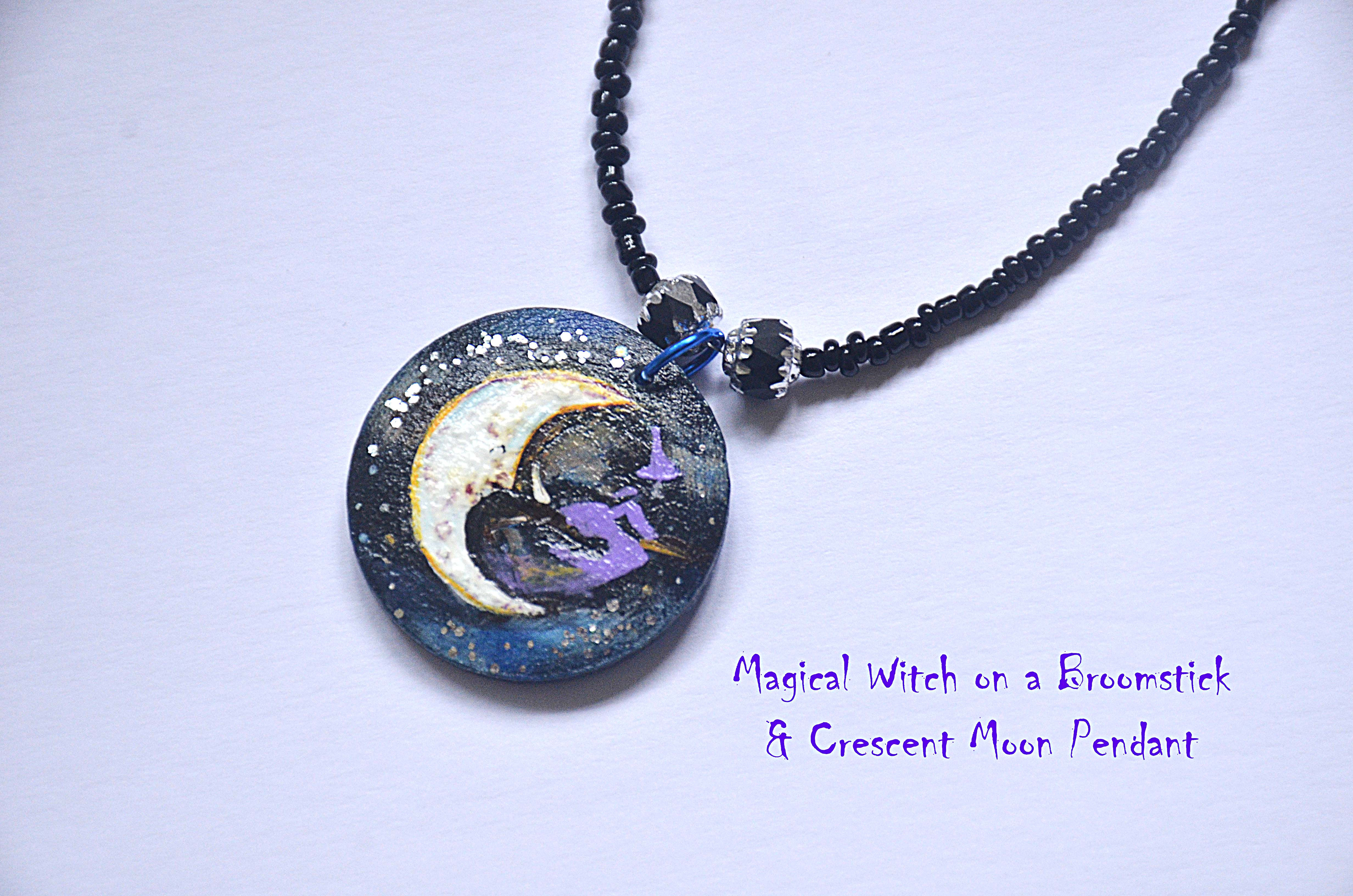Hand Painted Halloween Pendant 2 in 1 Different Design on Each Side