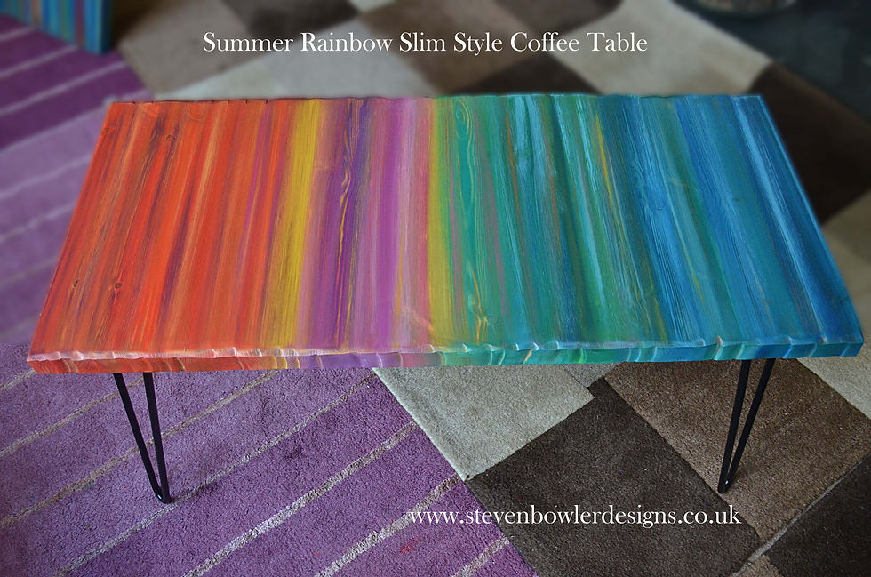 Thumbnail: Summer Rainbow Coastal Cottage Slim Space Saving Coffee Table