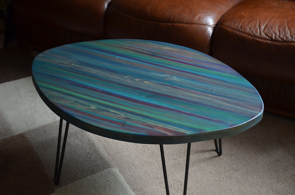 Thumbnail: Multi Coloured Dark Storm Grey Oval Coastal Cottage Coffee Table