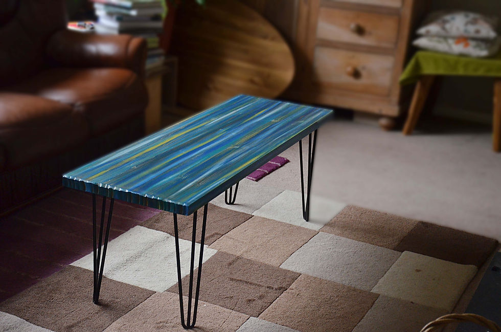 Thumbnail: Harbour Lights Coastal Cottage Bench / Slim Table with Black Metal Hair Pin Legs