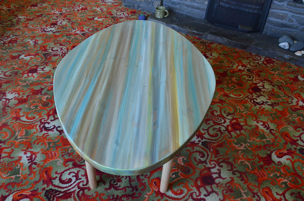 Thumbnail: Oval Shape Coastal Cottage Coffee Table Sandy Cove Colours Metal Hair Pi