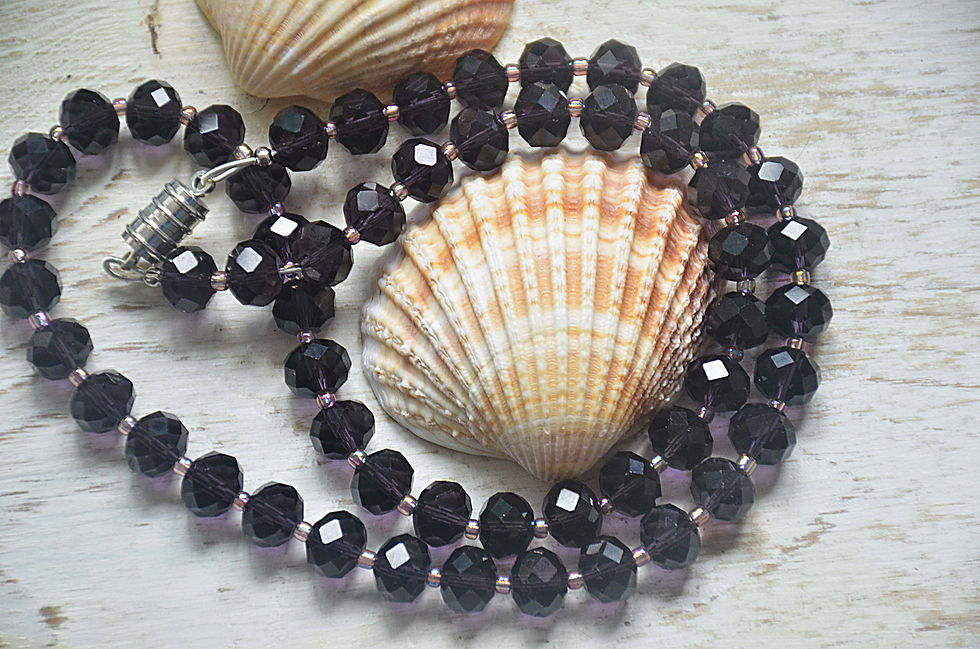 Thumbnail: Shimmering Blackberry Rich Purple Sparkling Glass Necklace Autumn Jewellery