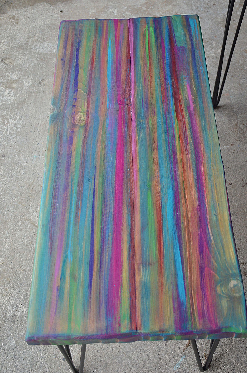 Thumbnail: Bespoke Candy Stripe Coastal Cottage Bench 120 cm L x 40 cm W x 40 cm H