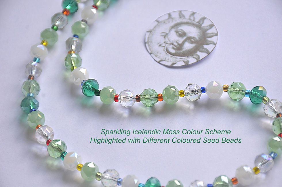 Thumbnail: Sparkling Icelandic Moss Green Beaded Necklace 16" L with Magnetic Clasp