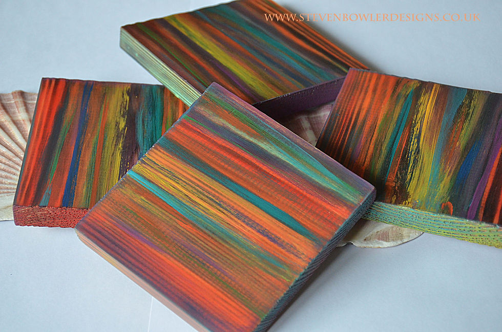 Thumbnail: OUT OF STOCK Coastal Cottage Tropical Sunset Chunky Wood Coffee Table Coasters