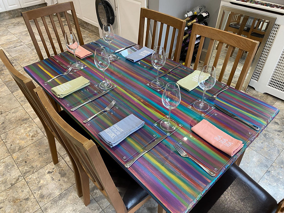 I’ve also purchased glass coasters and placements so that the glorious colours aren’t hidden when the table is in use