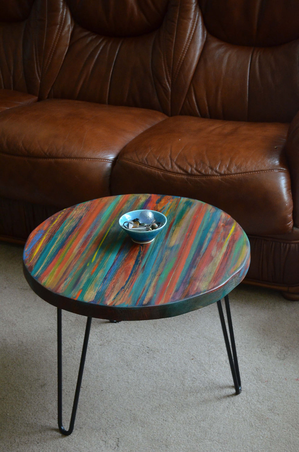 Thumbnail: Coastal Cottage Coffee Side Table 50 cm Diameter Multi Coloured Tropical Sunset