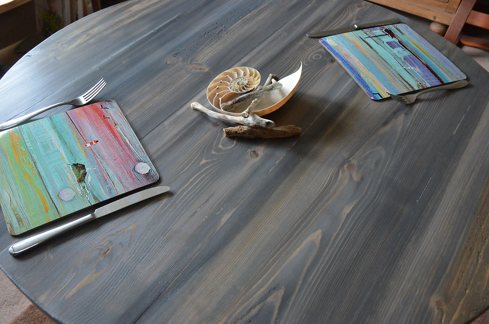 Thumbnail: Dark Storm Greys Coastal Cottage 90 cm Dining Table with Metal Hair Pin Legs