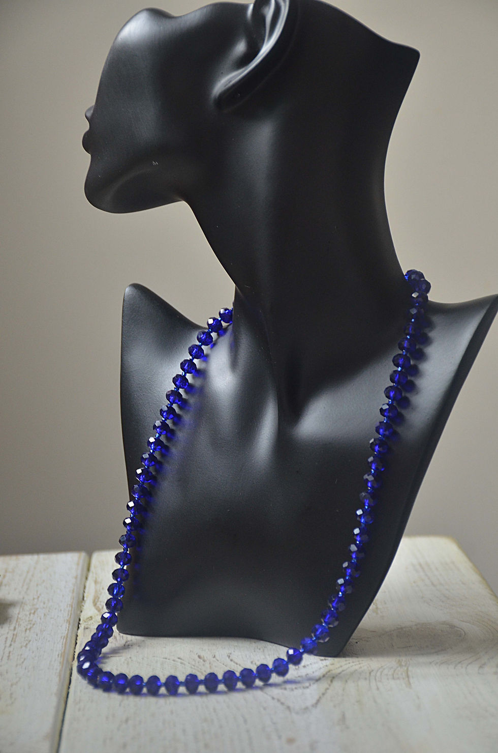 Thumbnail: Handmade Ultramarine Glass Bead Coastal Necklace with Magnetic Clasp