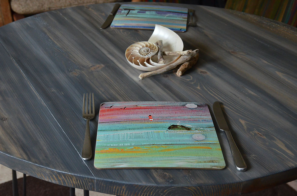 Thumbnail: Dark Storm Greys Coastal Cottage 90 cm Dining Table with Metal Hair Pin Legs