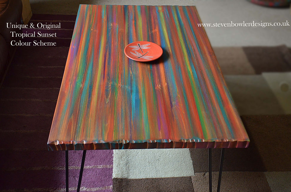 Thumbnail: Stunning Wood Coffee Table in Our Unique Tropical Sunset Colour Scheme