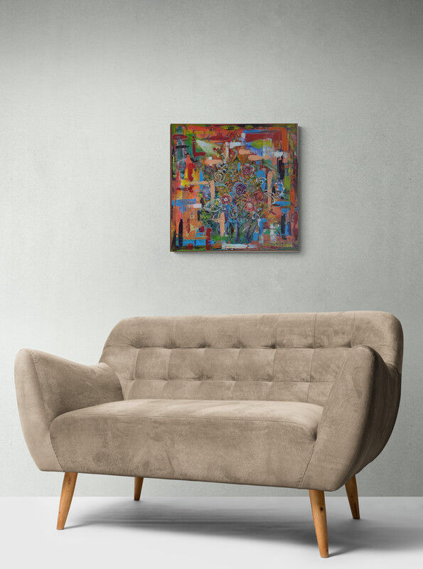 Thumbnail: Original Contemporary Abstract Tropical Flowers Handpainted on Canvas