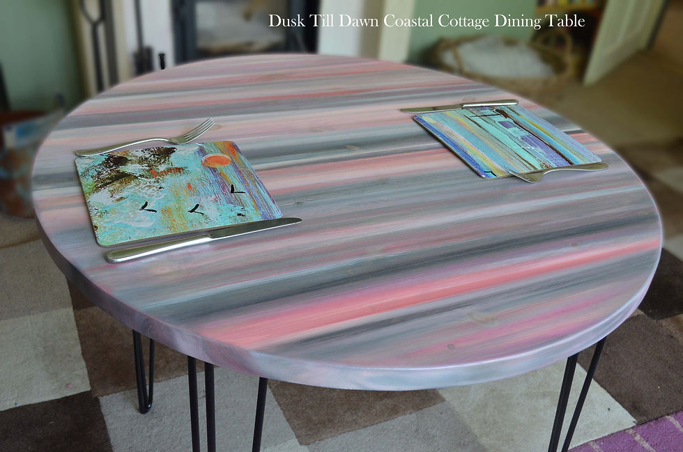 Thumbnail: Dusk Till Dawn Coastal Cottage 90 cm Round Dining Table with Black Hair Pin Legs