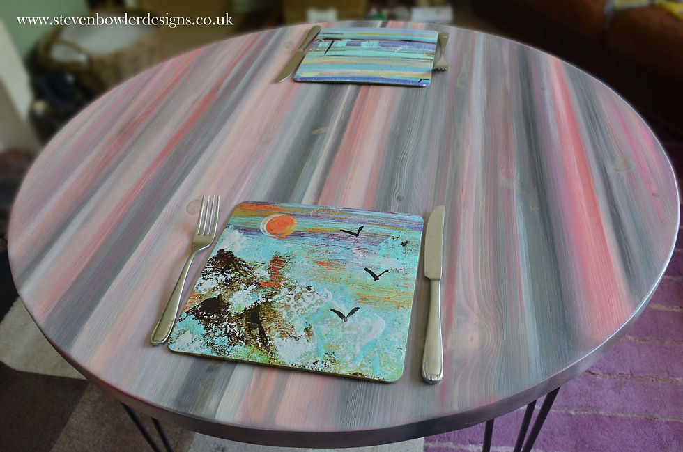 Thumbnail: Dusk Till Dawn Coastal Cottage 90 cm Round Dining Table with Black Hair Pin Legs