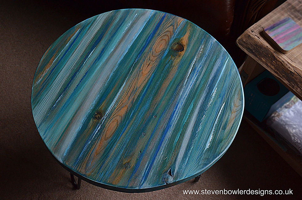 Thumbnail: *MADE TO ORDER *Bespoke Ocean Blue Coastal Cottage Side Table 50 cm Diameter