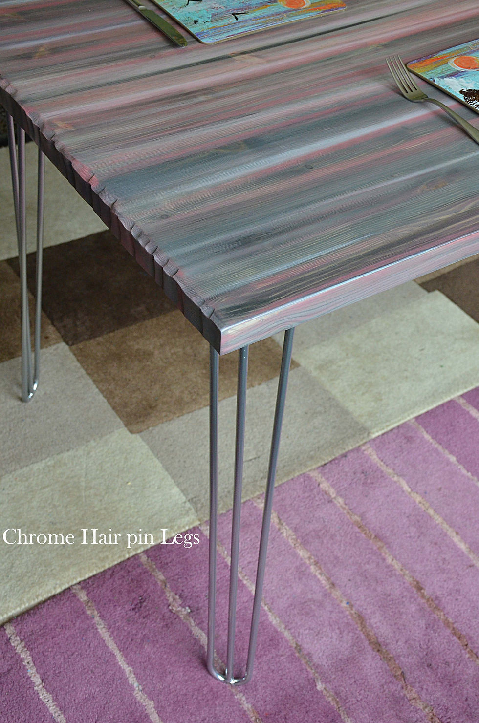 Thumbnail: Bespoke Dusk to Dawn Coastal Cottage Dining Table Shades of Muted Pinks & Greys