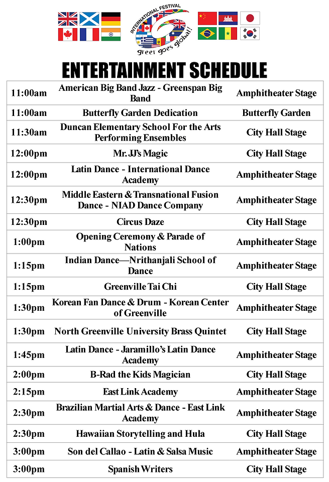Schedule Greer goes global Schedule Greer goes global