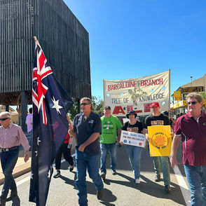 People marching in the Labour Day Parade Barcaldine 2023