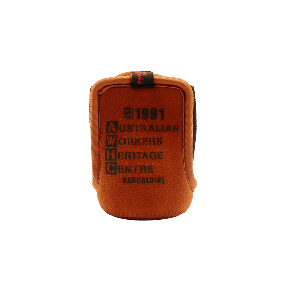 AWHC Branded Suede Boot Stubby Cooler - Front View
