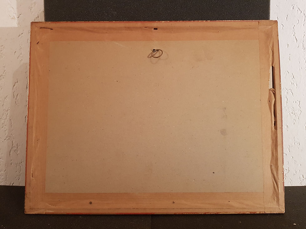 Miniature : Tableau Gravure ancien signé. Paysage animé. 