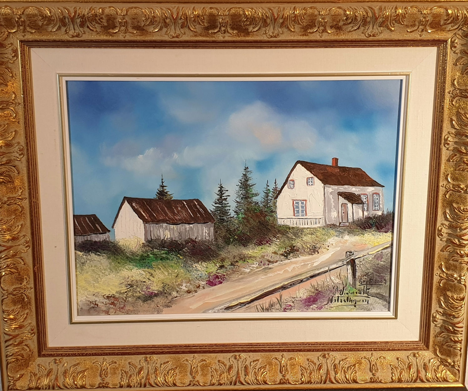 Tableau signé daté . Paysage. Peinture huile sur toile.