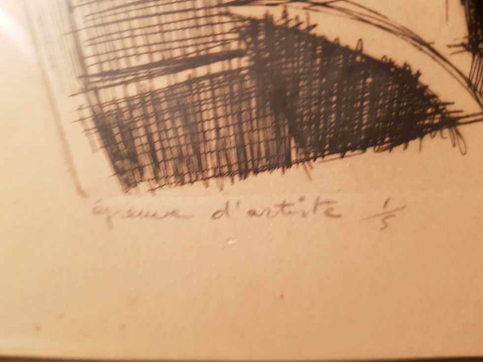 Miniature : Tableau signé numéroté. Dessin Paysage . Épreuve d 'artiste. 