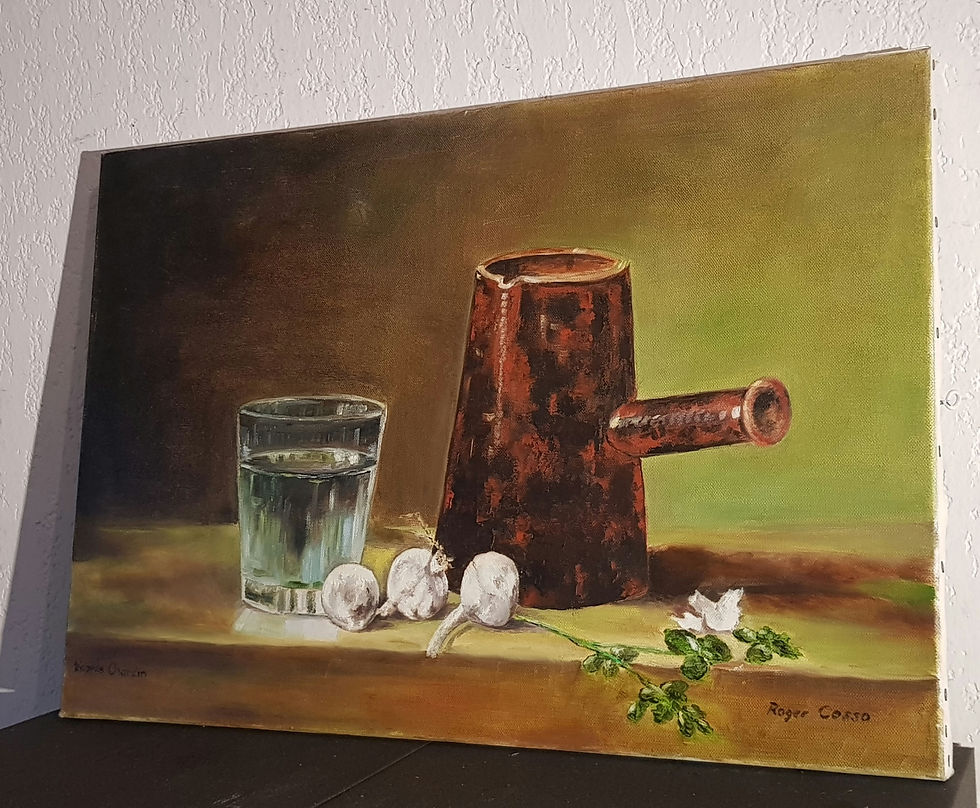Miniature : Tableau signé Roger Cosso. Nature morte. Peinture huile sur toile. 