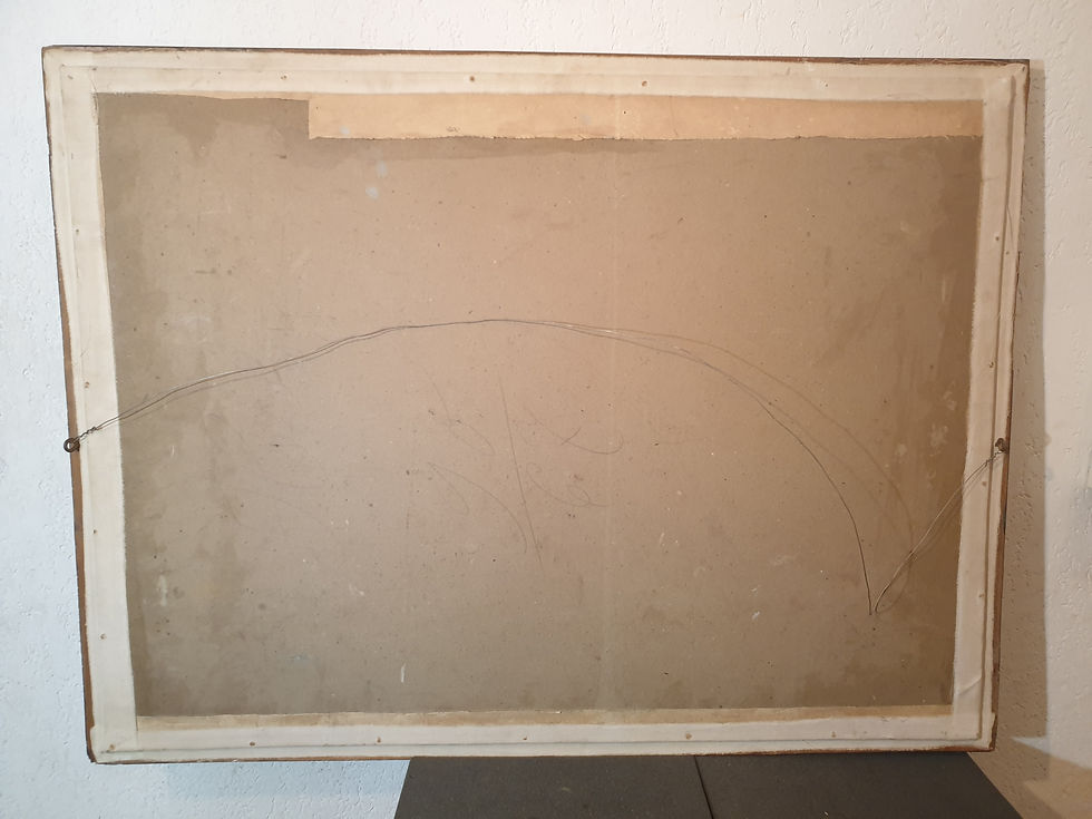 Miniature : Tableau ancien signé. A restaurer.  Paysage animé : La Chasse.  Pastel  