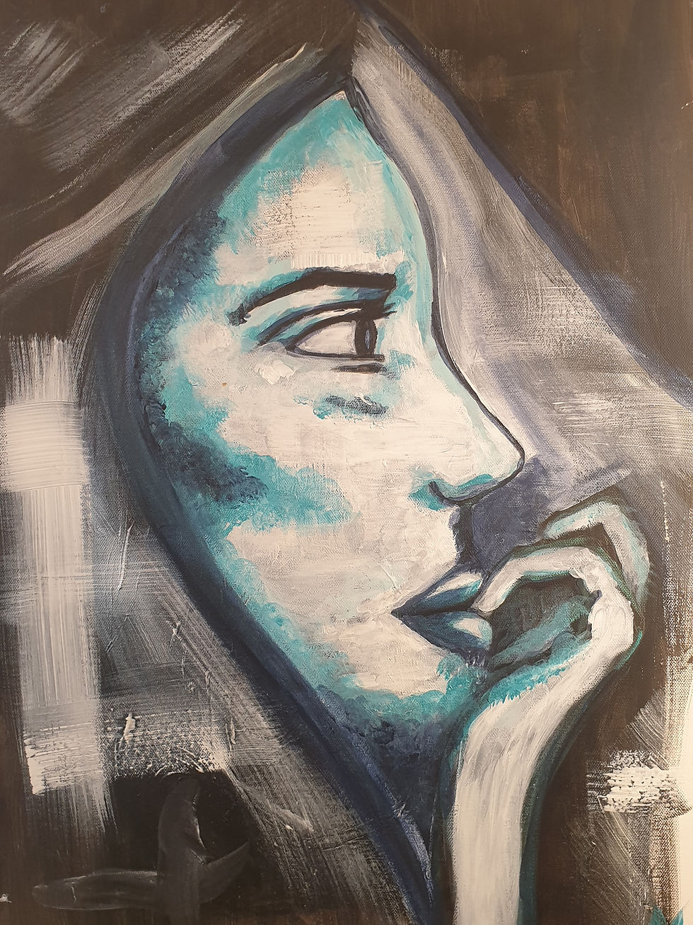 Miniature : Tableau . Portrait.  Peinture huile sur toile. 