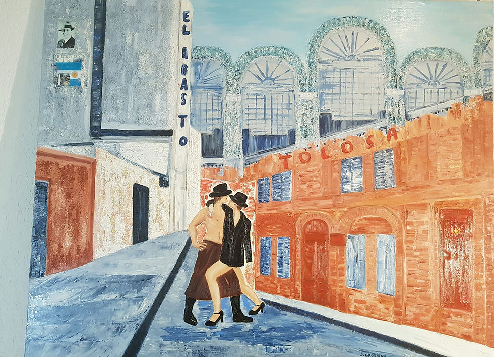 Miniature : Tableau signé Jossette Grosjean.Toulouse Buenos Aires. Peinture huile sur toile 