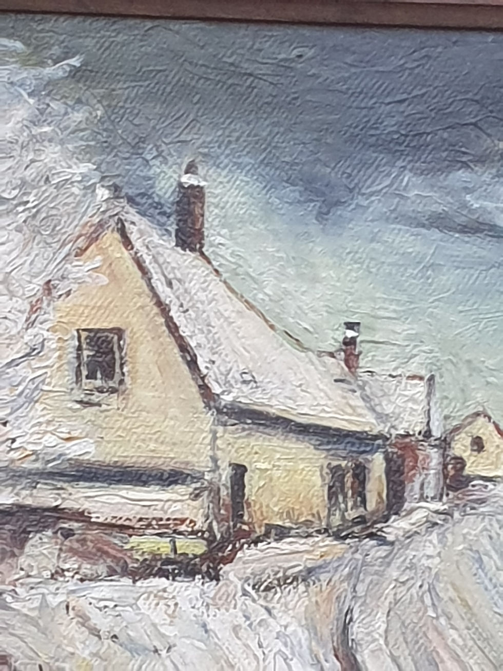 Miniature : Tableau signé Péfourque d après Vlamink.Paysage hiver Peinture huile sur toile 