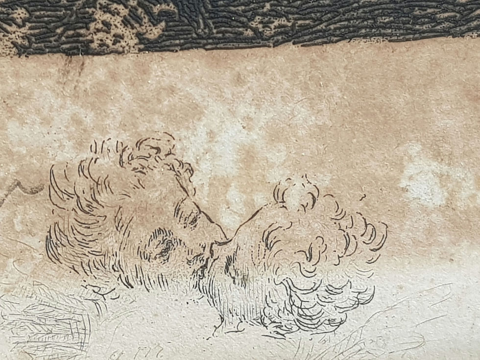 Miniature : Tableau ancien.  Gravure. Paysage animé.  Style  XlX° .